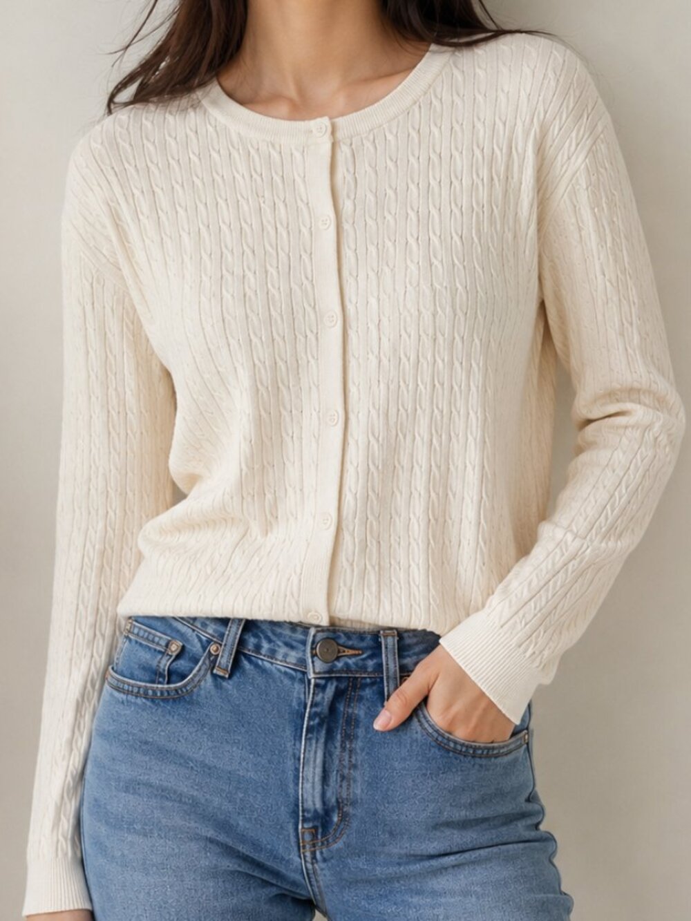 CeCe 100% Cotton Cable-Knit Cardigan Sweater NWT